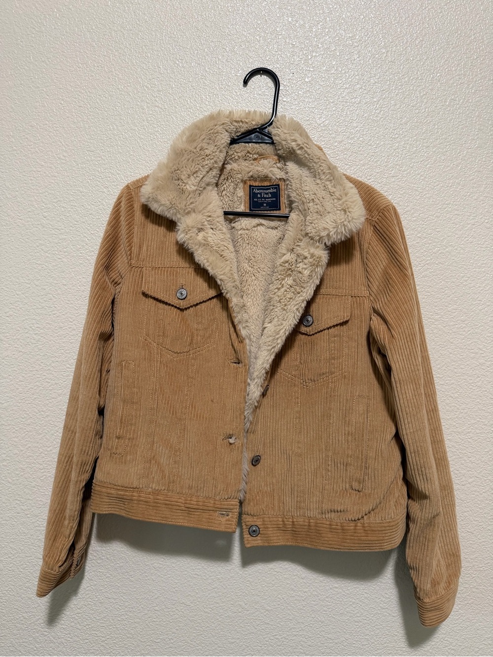 Abercrombie & Fitch Women's Tan Corduroy Sherpa Jacket